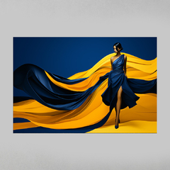 Imagem do Quadro Decorativo Azul e Amarelo Fashion Girl