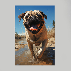 Imagem do Quadro Decorativo Pug Feliz no Riacho