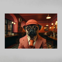 Quadro Decorativo Pug Wes Anderson Style