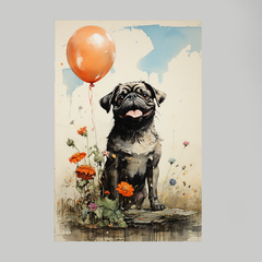 Quadro Decorativo Pug Feliz