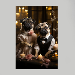 Quadro Decorativo Pugs Recém Casados - loja online