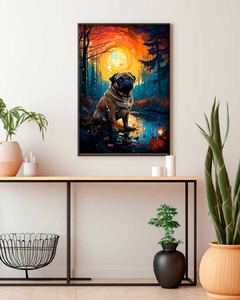 Quadro Decorativo Pug ao estilo Van Gogh