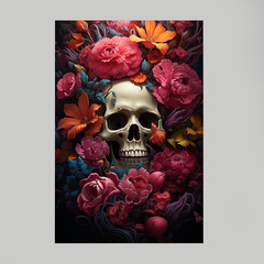 Imagem do Quadro Flower White Skull