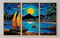 QUADRO TRÍPTICO RIO DE JANEIRO DESENHO BRITTO