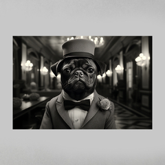 Quadro Decorativo Pug - Wes Anderson Style - Preto e Branco