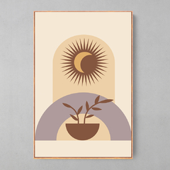 Quadro Minimalista Boho Plantas Sol