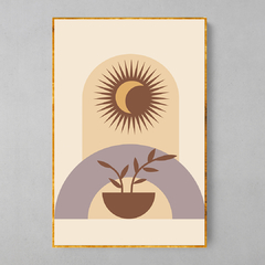 Quadro Minimalista Boho Plantas Sol - comprar online