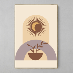 Quadro Minimalista Boho Plantas Sol - Ellquadros 