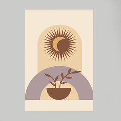 Imagem do Quadro Minimalista Boho Plantas Sol