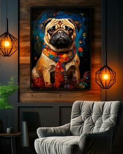 Quadro Decorativo Pug ao estilo de Picasso