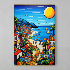 Quadro Praia Rio de Janeiro estilo Romero Britto - Ellquadros 