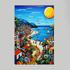 Quadro Praia Rio de Janeiro estilo Romero Britto