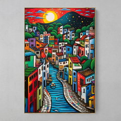 Quadro Comunidade Rio de Janeiro estilo Romero Britto - Ellquadros 