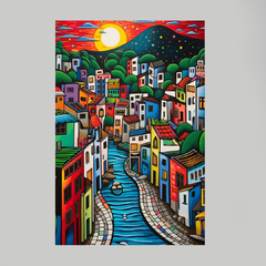 Quadro Comunidade Rio de Janeiro estilo Romero Britto