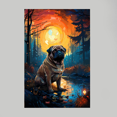 Quadro Decorativo Pug ao estilo Van Gogh - comprar online