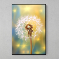 Quadro Flor Dente de Leão aquarela amarelo/azul - comprar online