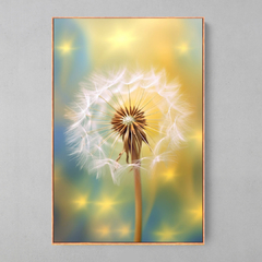 Quadro Flor Dente de Leão aquarela amarelo/azul - loja online