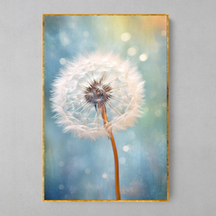 Quadro Flor Dente de Leão aquarela azul - loja online