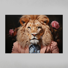 Quadro Decorativo Leão - Estilo Wes Anderson