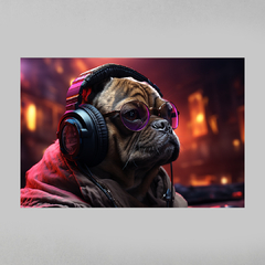 Quadro Decorativo Pug Cyber Punk