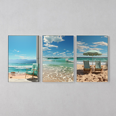 Conjunto 3 Quadros Praia Mar na internet