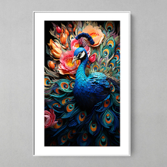 Quadro Decorativo Pavão Floral - comprar online