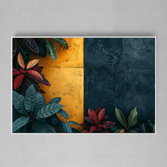 Quadro Decorativo Plantas Fundo preto e amarelo textura - comprar online