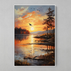 Quadro Decorativo Paisagem Por do Sol estilo pintura óleo na internet