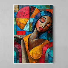 Quadro Decorativo Preta Colorida Cubista - comprar online