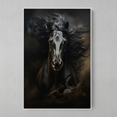 Quadro Decorativo Cavalo Negro Belas Crinas - comprar online