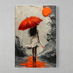 Quadro Decorativo Menina do Guarda Chuva Vermelho - comprar online