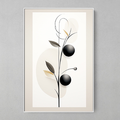 Quadro Decorativo Folhas Bolas e Linhas - comprar online