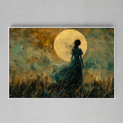 Quadro Decorativo No Campo Sob o Olhar da Lua - comprar online