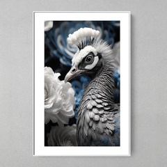 Quadro Decorativo Pavão Branco Floral - comprar online