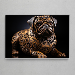 Quadro Decorativo Pug em Escultura de Madeira - comprar online