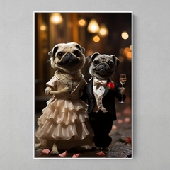 Quadro Decorativo Casal Pugs - comprar online