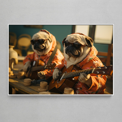 Quadro Decorativo Pug Músicos