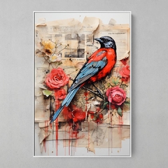 Quadro Decorativo Newspaper Collage Bird - comprar online