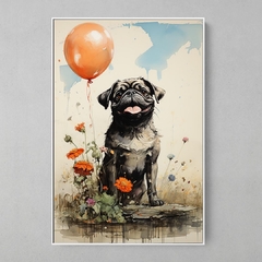 Quadro Decorativo Pug Feliz