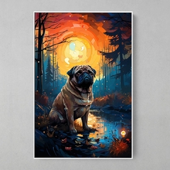 Quadro Decorativo Pug ao estilo Van Gogh