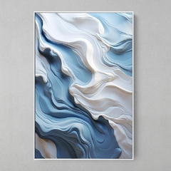 Quadro Decorativo Mármore em Ondas Azul e Branca