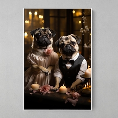 Quadro Decorativo Pugs  Recém Casados