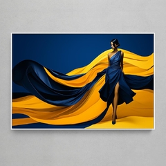 Quadro Decorativo Azul e Amarelo Fashion Girl - loja online