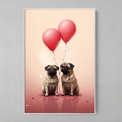 Quadro Decorativo Pug Namorados - comprar online