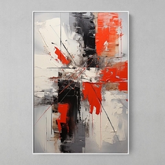 Quadro Abstrato Pintura Vermelha Preto Branco - comprar online