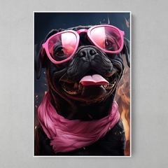 Quadro Decorativo Pug Óculos Rosa - comprar online