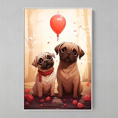 Quadro Decorativo Pug Enamorados