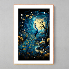 Quadro Decorativo Pavão Luar - Ellquadros 