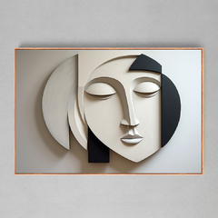 Quadro Decorativo Face Plaster black white - Ellquadros 