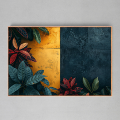 Quadro Decorativo Plantas Fundo preto e amarelo textura na internet